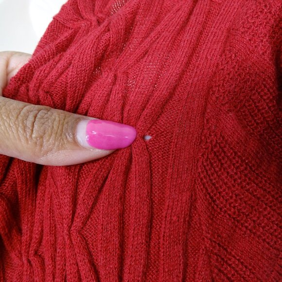 Sparrow Red Knit Sweater Dress Women Size L Wool Angora Blend Scoop Neck FLAW - Picture 10 of 10